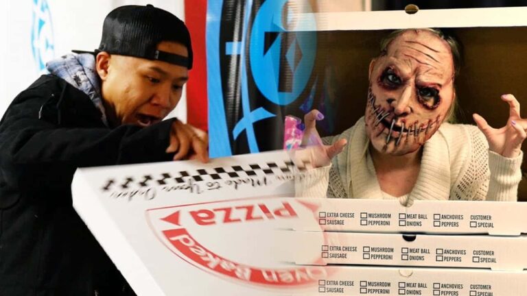 zombi en caja de pizza