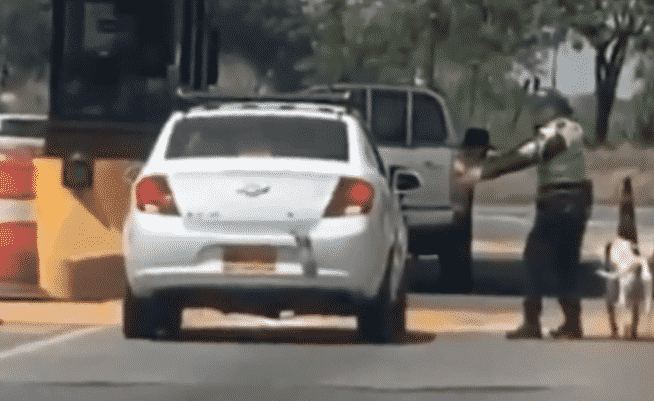 Bochornoso oso de la policía en peaje
