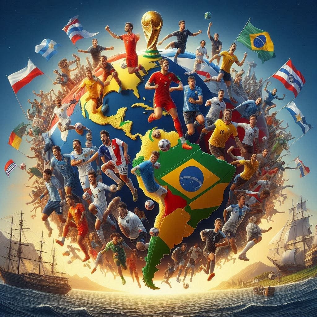 Eliminatorias Mundial 2026 destacada con equipos sudamericanos y banderas de los equipos sin jugadores