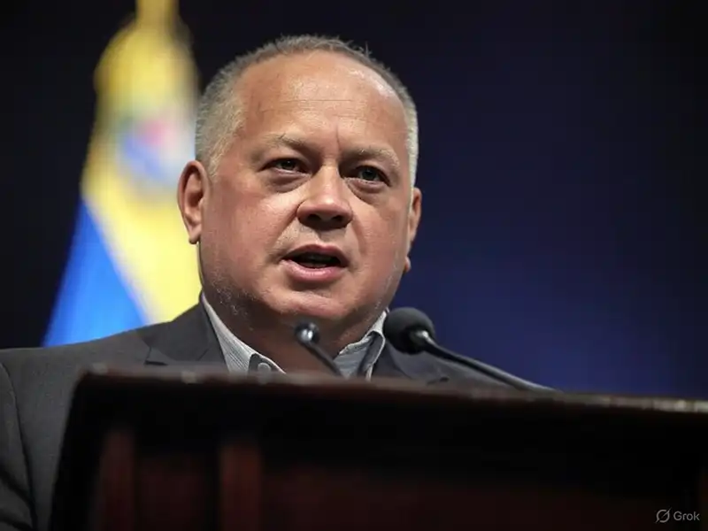 Diosdado Cabello anunciando la lista de artistas vetados en Venezuela