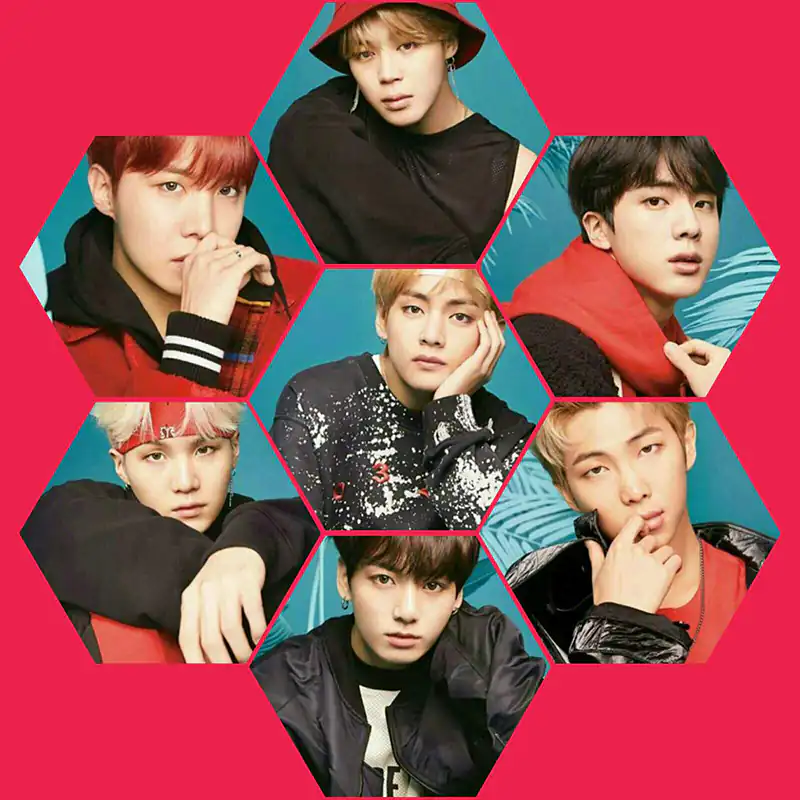 Collage de los siete miembros de BTS.