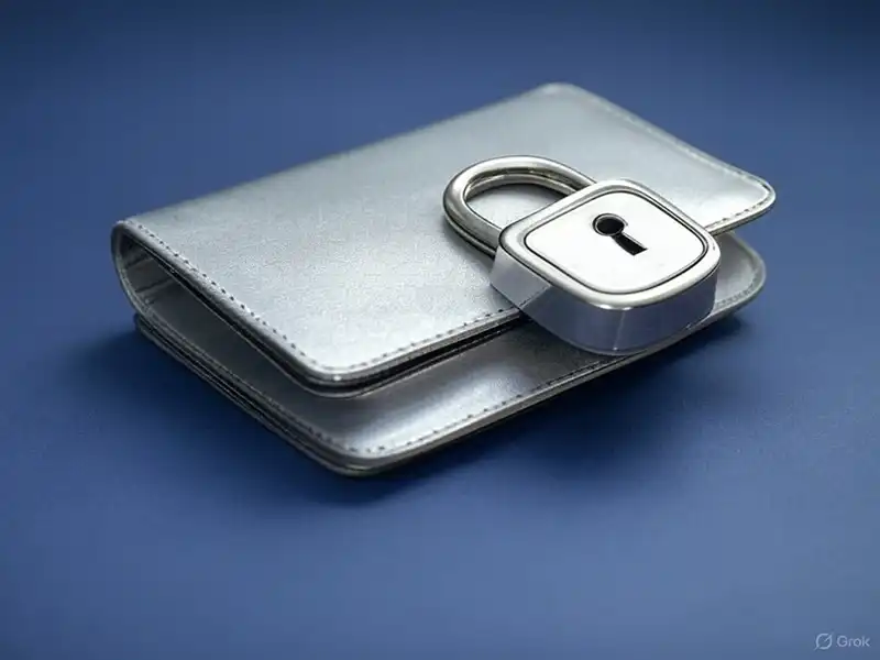 Wallet fría con candado representando seguridad en criptomonedas